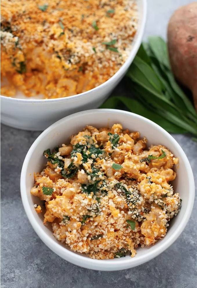 28) Sweet Potato Mac and Cheese with Kale