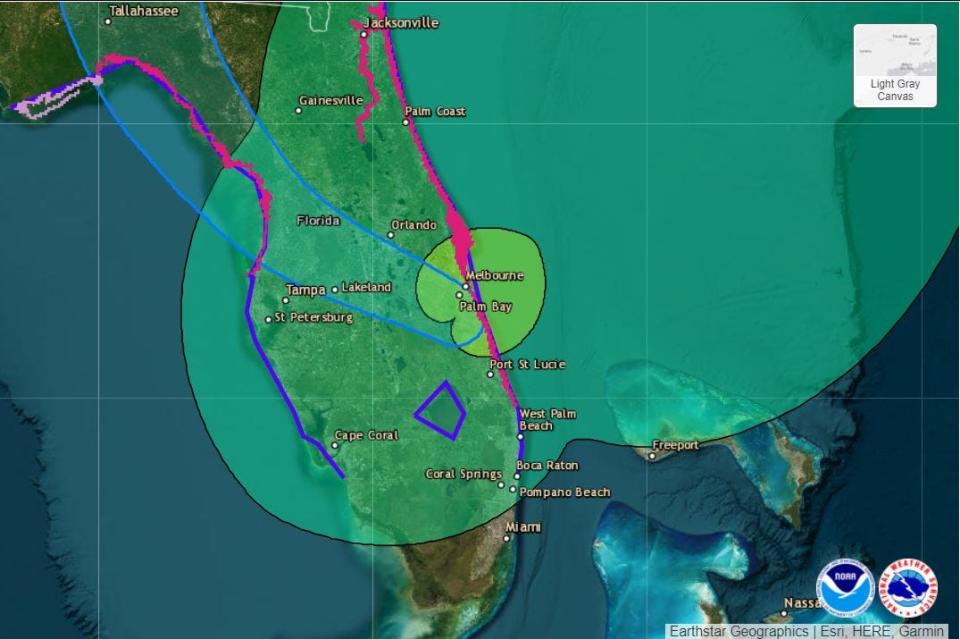 4 a.m. Tropical Storm Nicole forecast map.