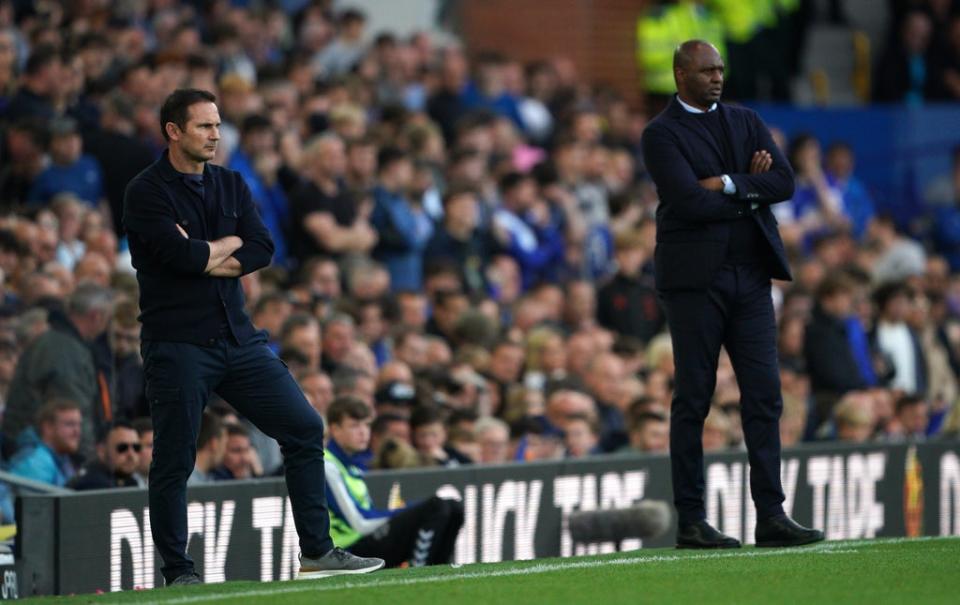 Crystal Palace manager Patrick Vieira endured a difficult night on Merseyside (Peter Byrne/PA) (PA Wire)