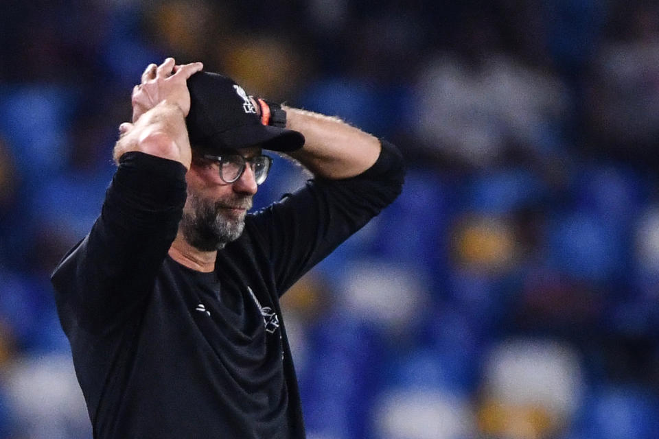 Jurgen Klopp saw his team fall to a 2-0 defeat. (Credit: Getty Images)