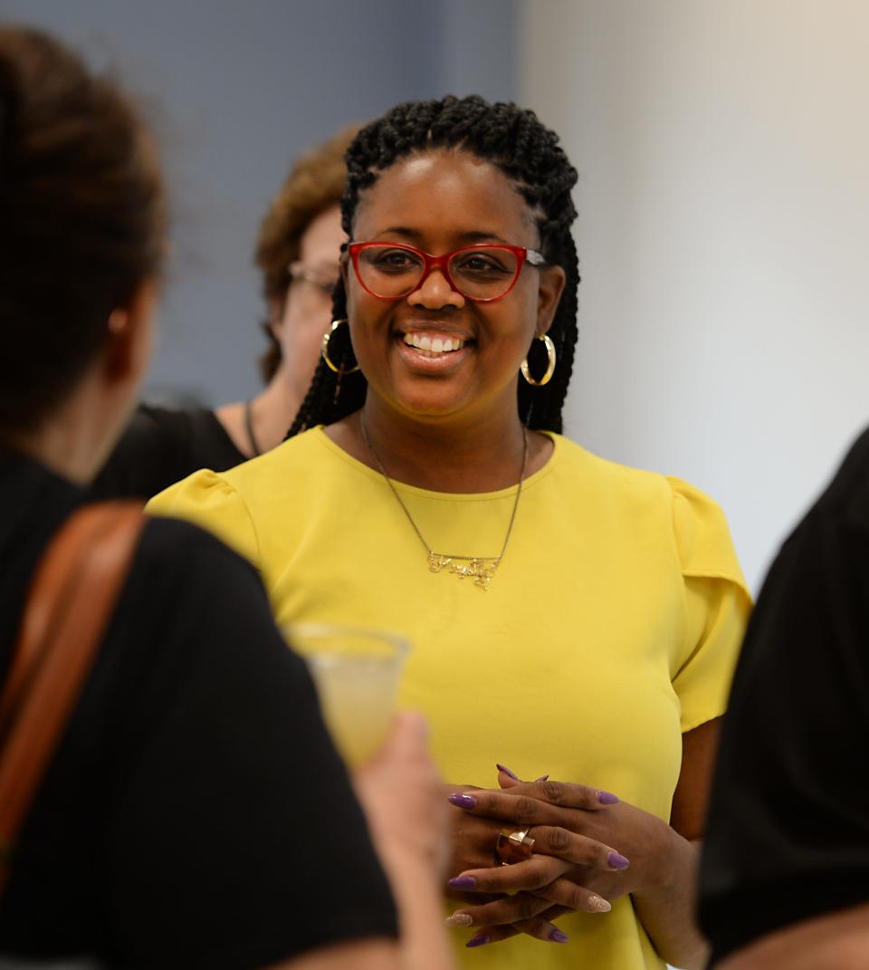 Speakers came to the Spartanburg County Democratic Party meeting at the TK Gregg Community Center on Sept. 6, 2022. One of the speakers was Democrat Krystle Matthews, who plans to oppose Republican U.S. Sen. Tim Scott in the Nov. 8 election. 