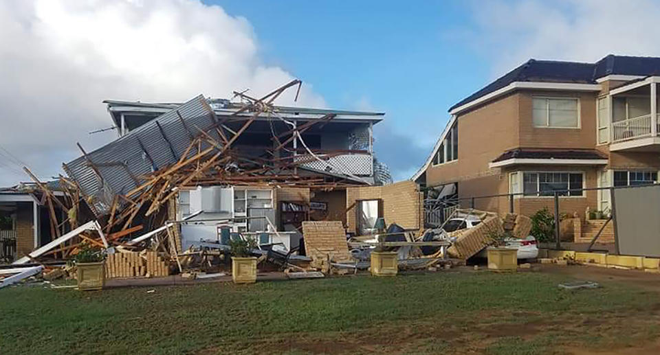 Debris covers a home in Kalbarri, Western Australia, after Cyclone Seroja.