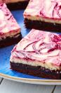 <p>These bars are equal parts brownie and cheesecake and we are HERE. FOR. THEM. To make things super easy on yourself, start with a brownie mix. You need to make your own <a href="https://www.delish.com/uk/cooking/recipes/a32943811/blackberry-jam-recipe/" rel="nofollow noopener" target="_blank" data-ylk="slk:blackberry jam;elm:context_link;itc:0;sec:content-canvas" class="link ">blackberry jam</a> though. It'll be much easier to work with than the jarred stuff to achieve those perfect swirls.</p><p>Get the <a href="https://www.delish.com/uk/cooking/recipes/a33592676/blackberry-cheesecake-brownies-recipe/" rel="nofollow noopener" target="_blank" data-ylk="slk:Blackberry Cheesecake Bars;elm:context_link;itc:0;sec:content-canvas" class="link ">Blackberry Cheesecake Bars</a> recipe.</p>