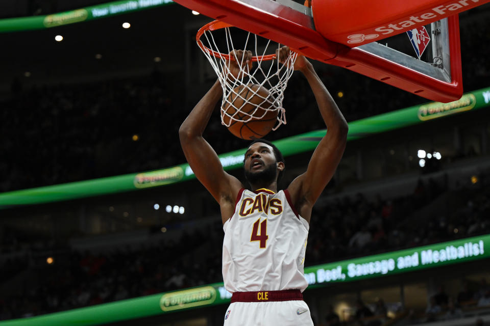 Evan Mobley of the Cavs is a big favorite to win NBA rookie of the year. (Photo by Quinn Harris/Getty Images)