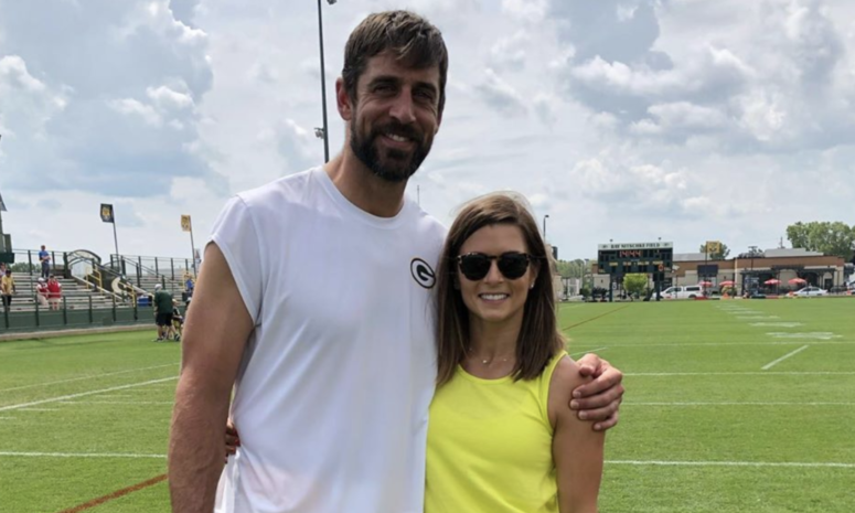 Danica Patrick and Aaron Rodgers in Green Bay.