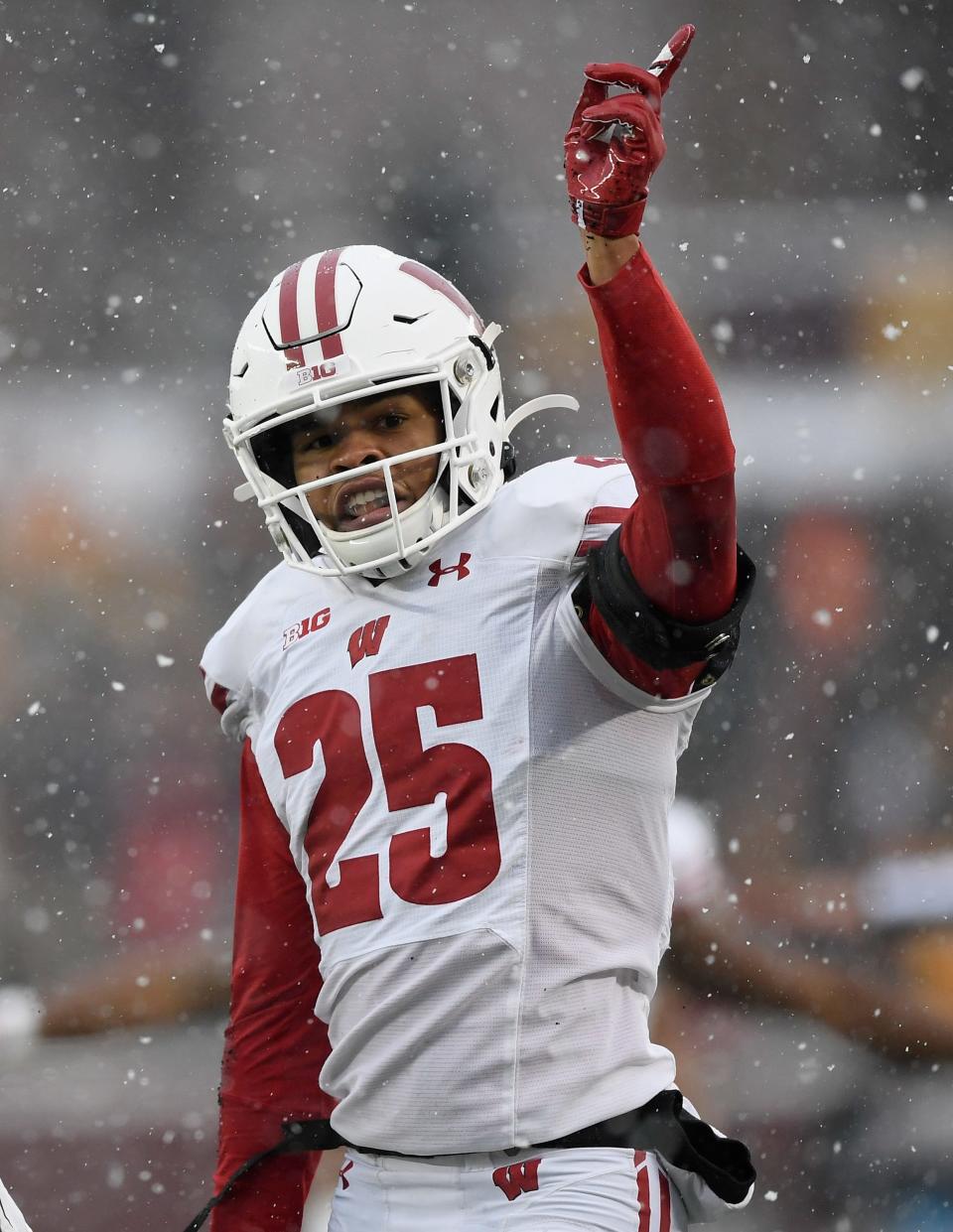 Eric Burrell celebrates an incomplete pass by the Minnesota Golden Gophers during the second quarter of the game at TCF Bank Stadium on November 30, 2019 in Minneapolis, Minnesota.