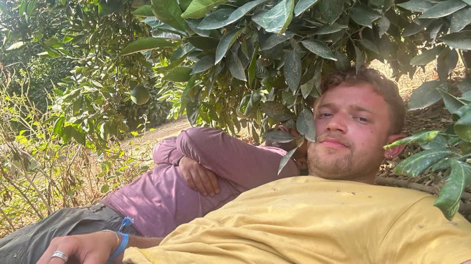 Israeli music festival-goer Gal Katz hid in an orange grove with a friend for six hours until Hamas gunmen had dispersed. - Courtesy of Gal Katz