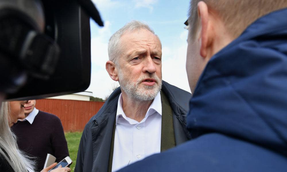 Jeremy Corbyn speaking to the media