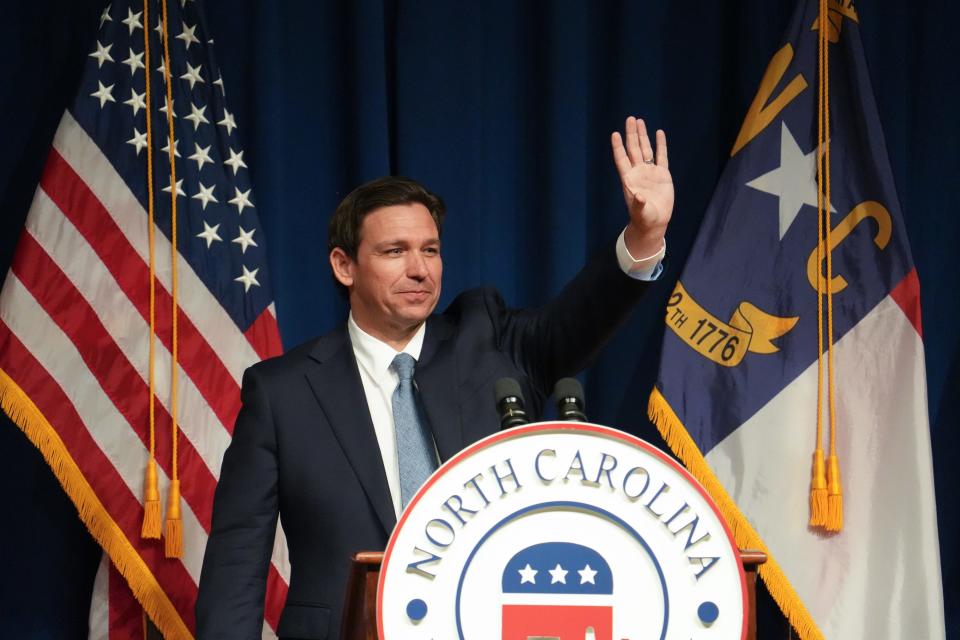 Hundreds gathered to hear Gov. Ron DeSantis speak at the North Carolina Republican Party 2023 State Convention on Friday, June 9, 2023.