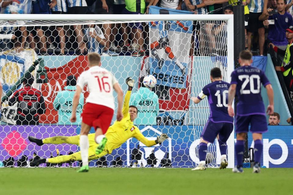 Lionel Messi won then took a controversial penalty, which Wojciech Szczesny saved (Getty Images)