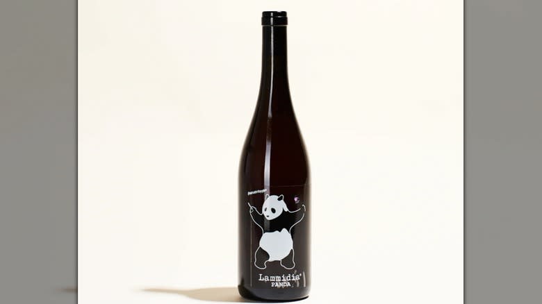 wine bottle with panda