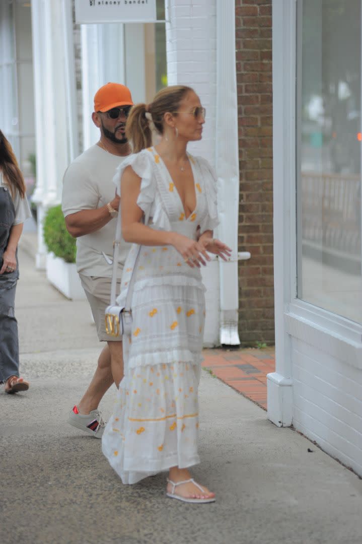Jennifer Lopez shops and runs errands in the Hamptons, New York, July 5. - Credit: John Roca Photography/MEGA