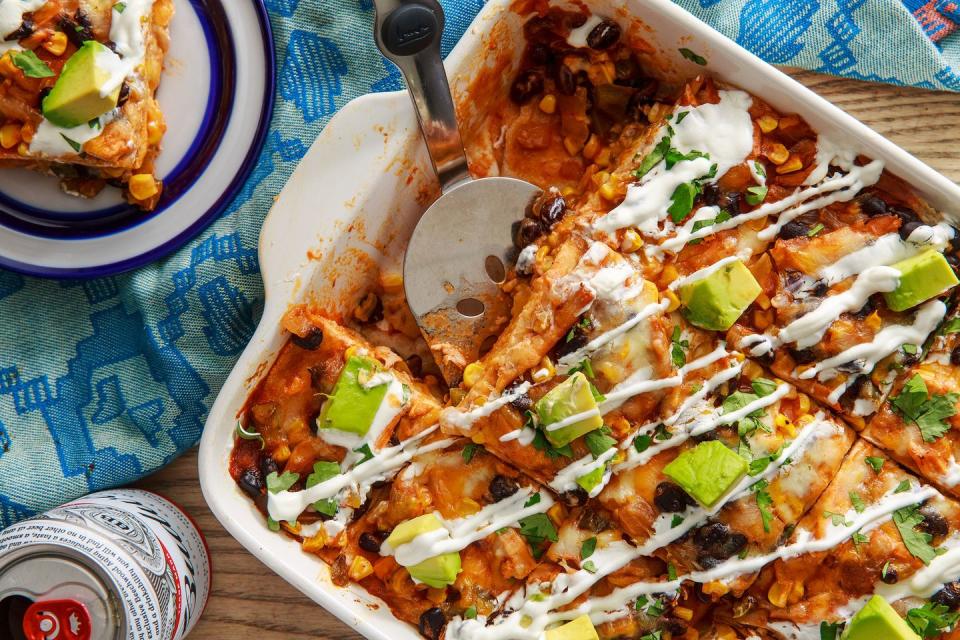 <p>Get the recipe from <a href="https://www.delish.com/cooking/recipe-ideas/a22654914/enchilada-casserole-recipe/" rel="nofollow noopener" target="_blank" data-ylk="slk:Delish;elm:context_link;itc:0;sec:content-canvas" class="link ">Delish</a>.</p>