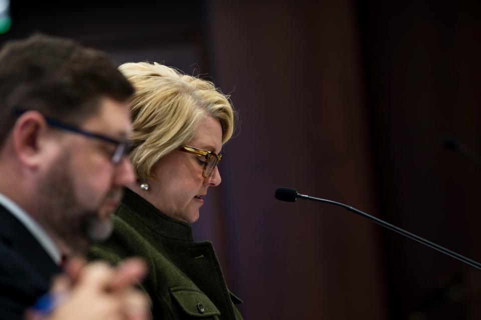 DCS Commissioner Margie Quin speaks during a budget presentation at Cordell Hull State Office Building in Nashville , Tenn., Wednesday, March 1, 2023.Sen. 