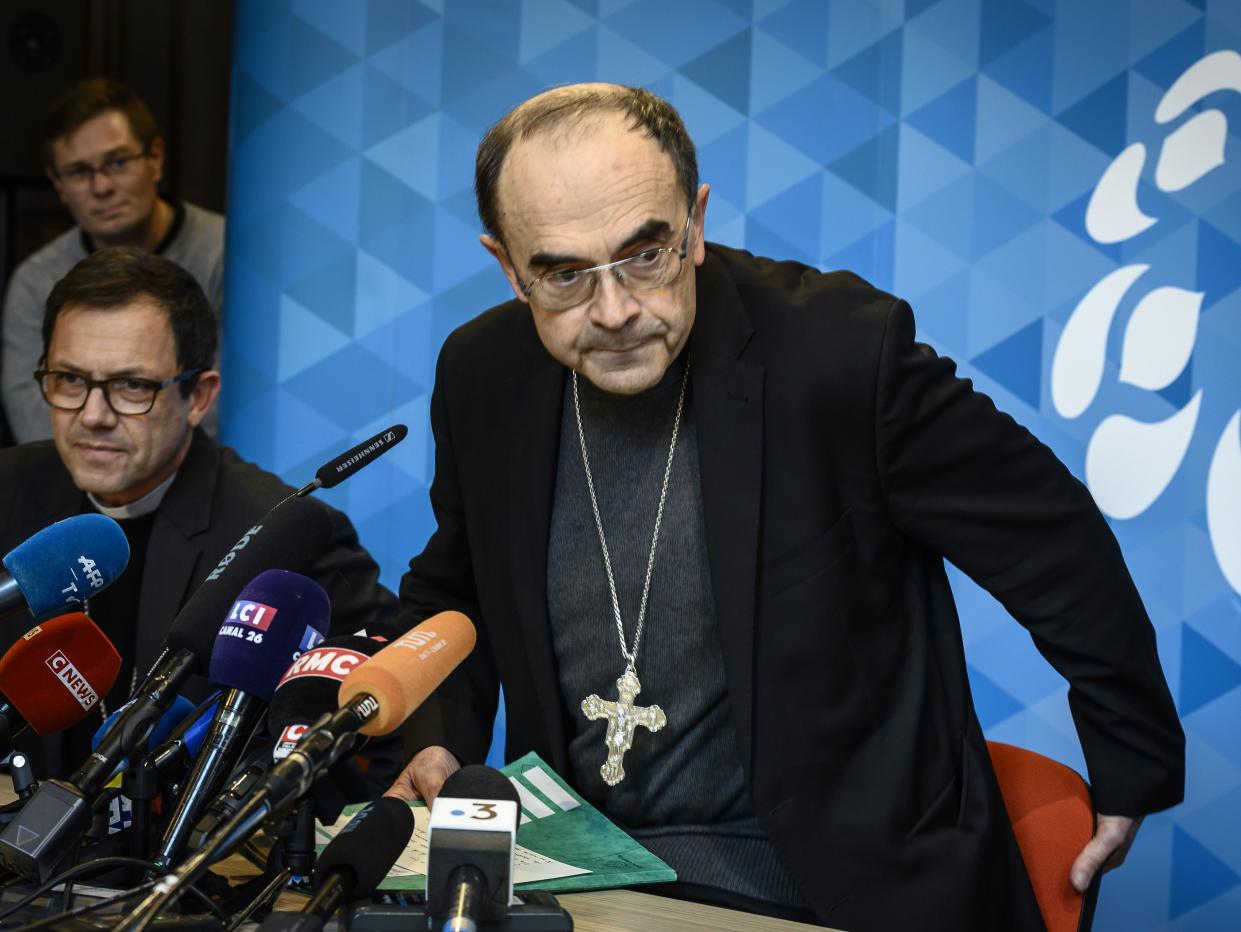 France’s top cleric, Cardinal Philippe Barbarin, was found guilty of failing to report past acts of sex abuse by a priest, but had his conviction overturned after offering to quit (AFP via Getty Images)