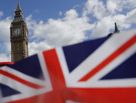 A union flag is seen near the Houses of Parliament in London, Britain April 18, 2017. British Prime Minister Theresa May called on Tuesday for an early election on June 8, saying the government had the right plan for negotiating the terms of Britain's exit from the European Union and she needed political unity in London. REUTERS/Stefan Wermuth