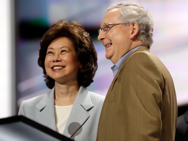 <p>Matt Rourke/AP</p> Mitch McConnell and Elaine Chao at the 2016 Republican National Convention in Cleveland, Ohio on July 17, 2016.