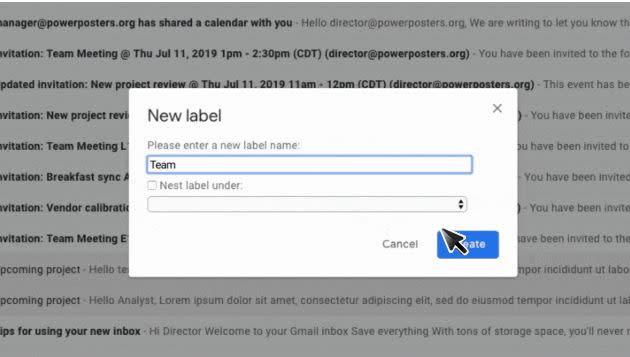 Through labels, you can sort emails into easy-to-read groups. (Photo: Google)