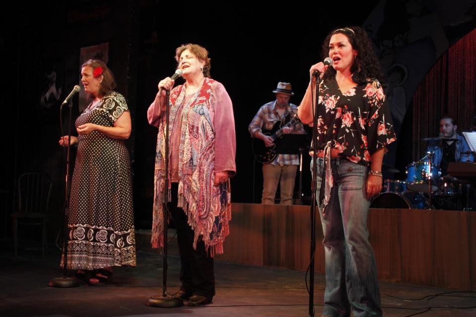 From left, Marcia Wytrwal, Sonia Schonning and Sara Sneed perform "Silver Threads: A Rockin' Tribute to Linda Ronstadt," which will be performed in June at Cotuit Center for the Arts.