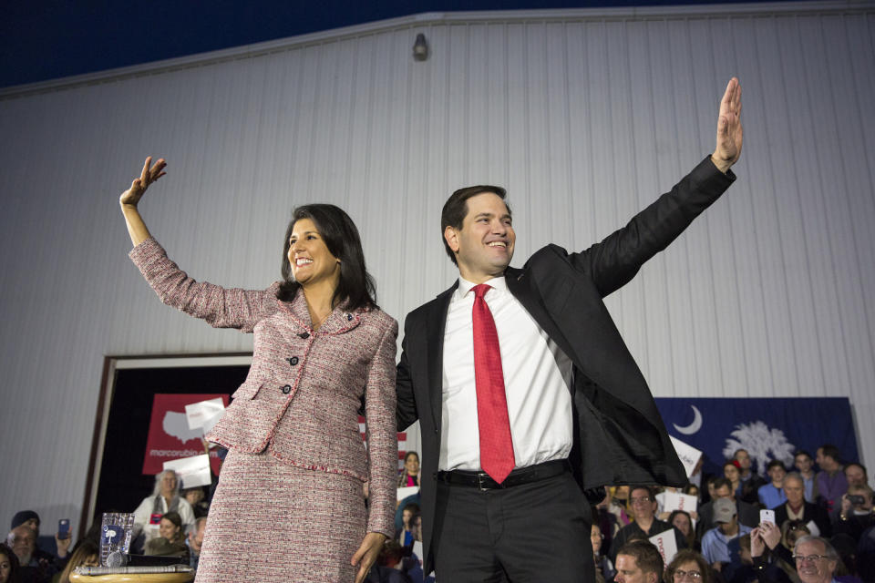 Nikki Haley and Marco Rubio in Chapin, S.C. (Aaron P. Bernstein / Getty Images file )