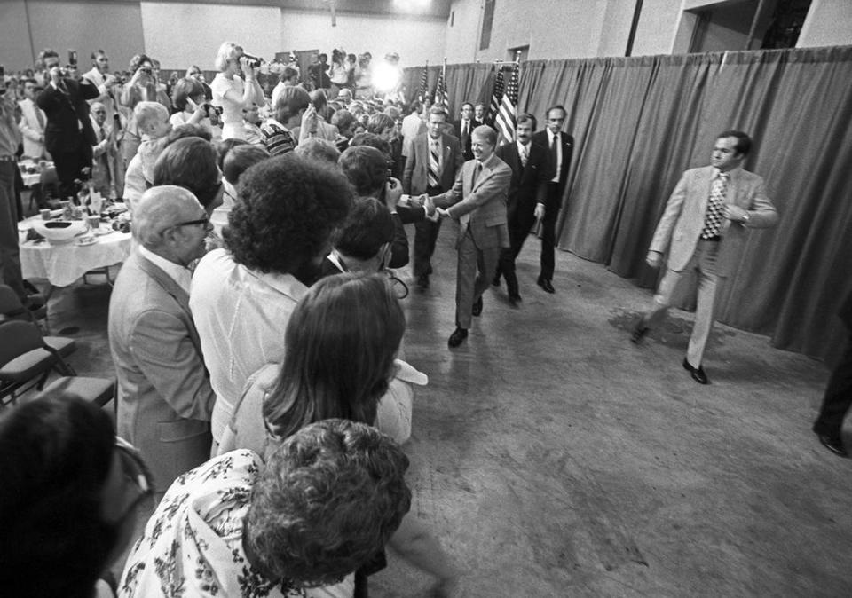 President Jimmy Carter enters the Tarrant County Convention Center in downtown Fort Worth for a luncheon on June 23, 1978.