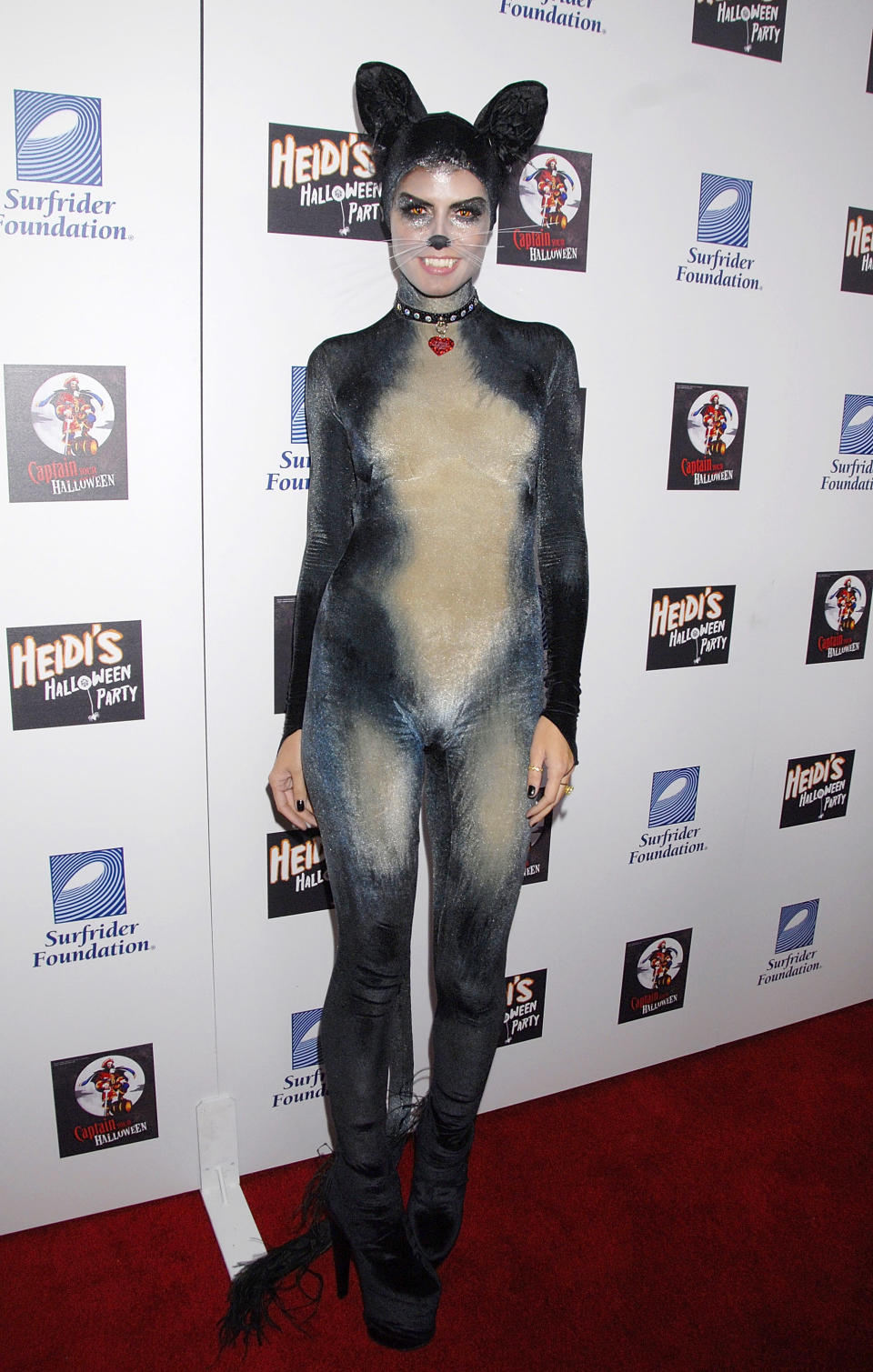 Heidi somehow managed to upgrade Halloween’s generic catsuit look in 2007, with this velvet catsuit and on-point make-up. <em>[Photo: Getty]</em>