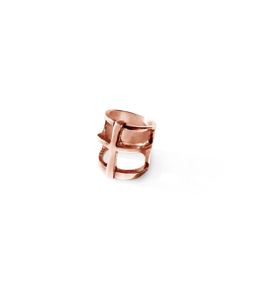 Pamela Love Cross Ring in Rose Gold