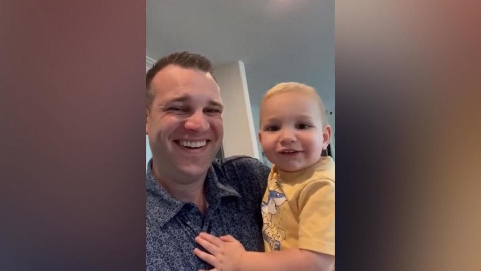 PHOTO: Brennan Doherty shared a TikTok video of his son Huxley imitating his mom's sigh, which has since gone viral. (Brennan Doherty via Storyful)