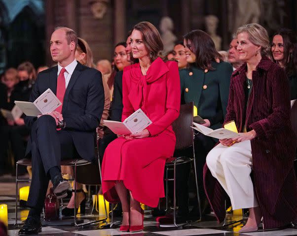 <p>Yui Mok - WPA Pool/Getty</p> Prince William, Kate Middleton and Sophie, now the Duchess of Edinburgh, at the 'Together at Christmas' Carol Service at Westminster Abbey in December 2021