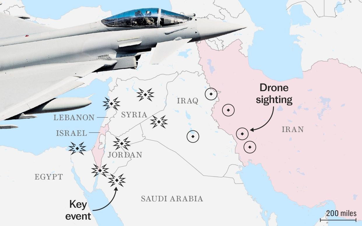 It is understood that the RAF jets shot down somewhere between 10 and 20 Shaheed 'suicide' drones