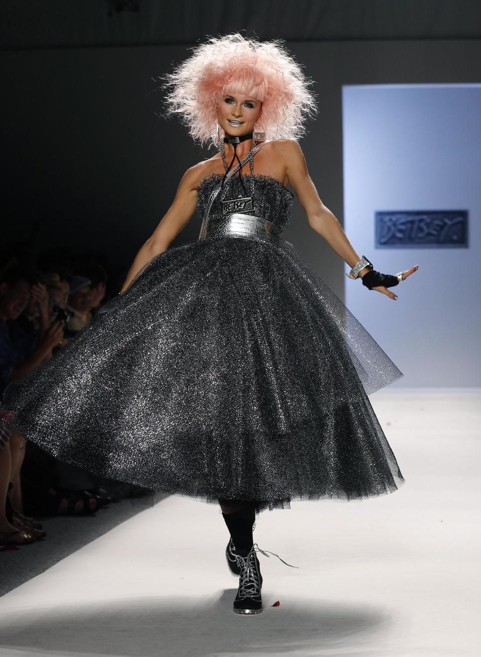 The Betsey Johnson Spring 2014 collection is modeled during Fashion Week in New York, Wednesday, Sept. 11, 2013. (AP Photo/John Minchillo)