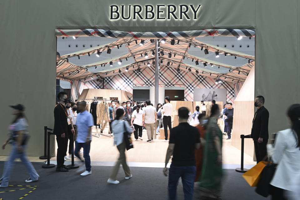 People visit the Burberry booth during Hainan Expo
