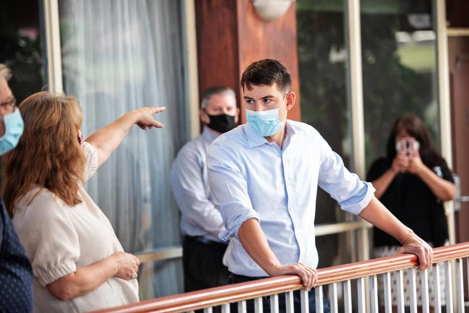 Congressman Josh Harder tours the former Clarion Hotel with Stanislaus Regional Housing Authority CEO Barbara Kauss in Modesto, Calif., on Wednesday, Sept.1, 2021.