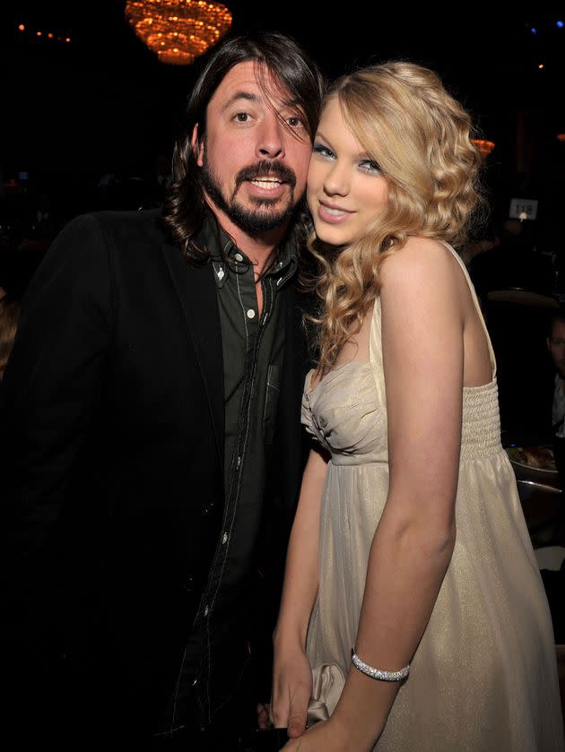 Musicians Dave Grohl and Taylor Swift at a pre-Grammy party at the Beverly Hilton Hotel on Feb. 9, 2008 in Los Angeles. 