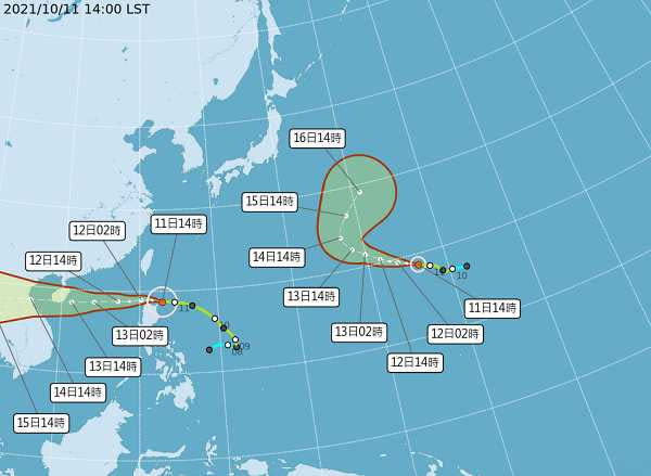 圓規颱風外圍環流影響台灣。（圖／中央氣象局）