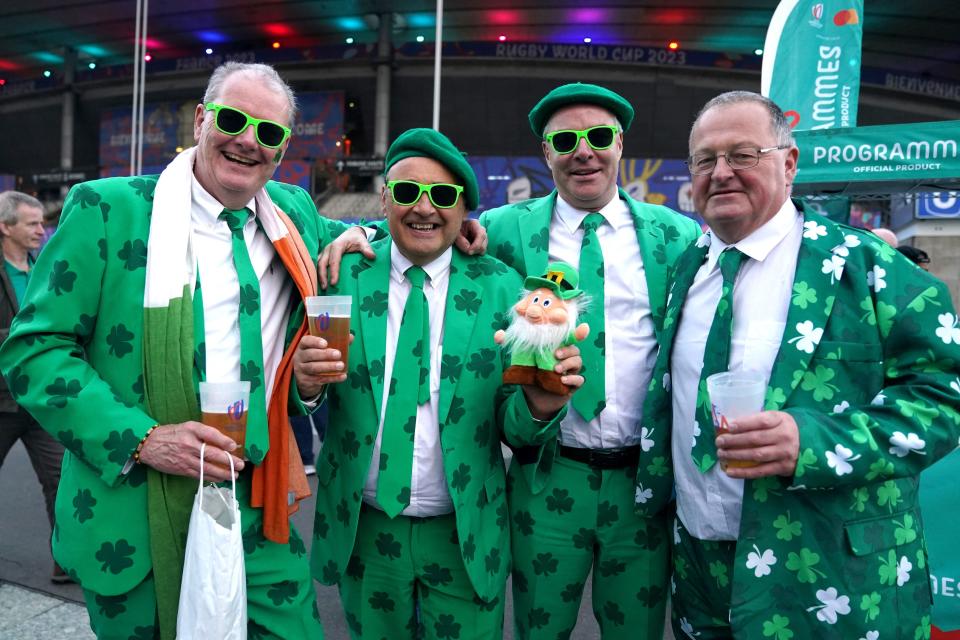 Irish fans outside the Stade de France before kick-off (PA)