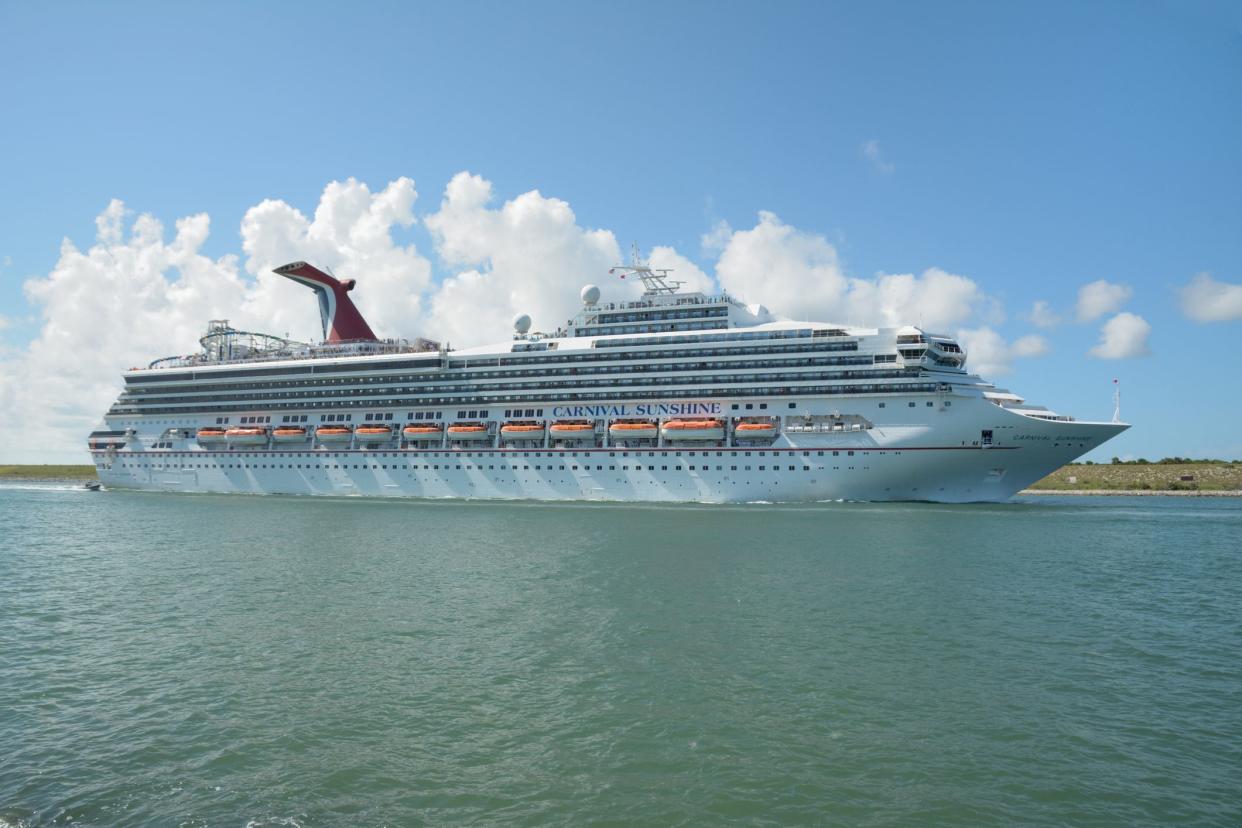 The cruise ship Carnival Sunshine underway at Port Canaveral Florida