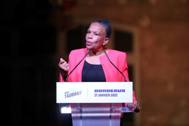 Christiane Taubira, candidate à l'élection présidentielle française, en meeting à Bordeaux le 27 janvier 2022
 - ROMAIN PERROCHEAU © 2019 AFP