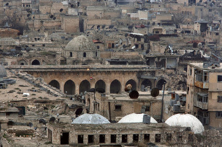 A view shows part of the Umayyad mosque as seen from Aleppo's ancient citadel, Syria January 31, 2017. REUTERS/Omar Sanadiki