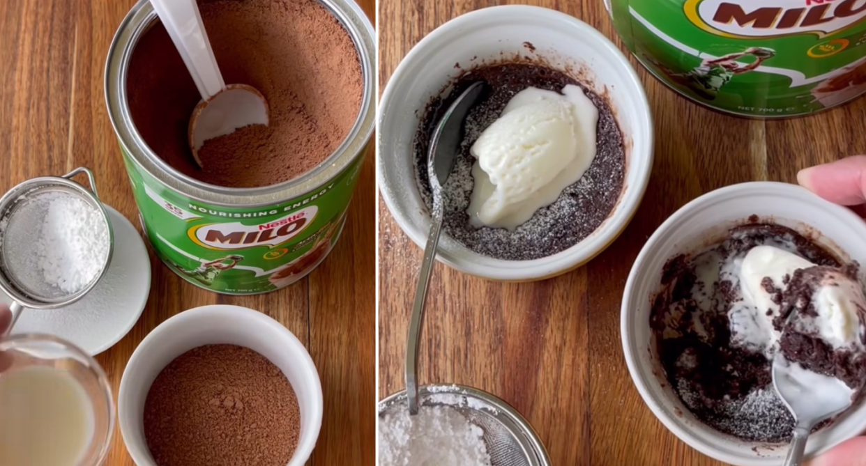 The chocolate pudding dessert is made from only two ingredients and ready to serve in 90 seconds. Photo: Instagram/@bestrecipes