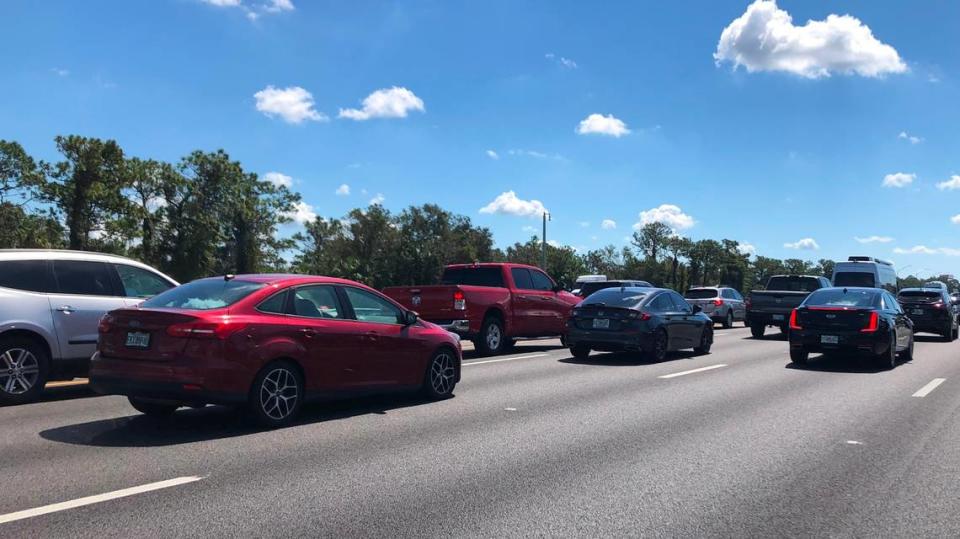 It was slow-go on south-bound Interstate 75 south of State Road 70 for a while Monday morning as the area continues to recover from Hurricane Ian.