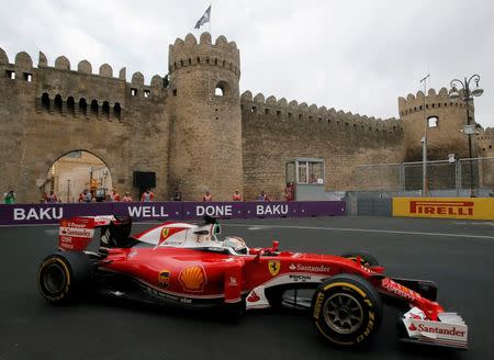 Formula One - Grand Prix of Europe - Baku, Azerbaijan - 17/6/16 - Ferrari Formula One driver Sebastian Vettel of Germany drives during the second practice session. REUTERS/Maxim Shemetov