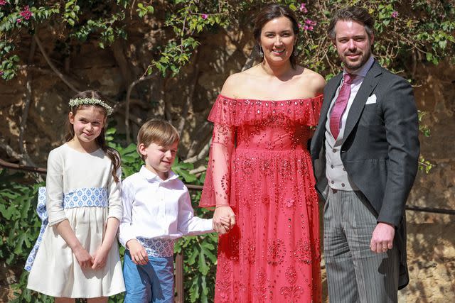 <p>Arnold Jerocki/WireImage</p> Princess Amalia, Prince Liam, Princess Claire and Prince Felix of Luxembourg on April 29, 2023