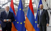 Armenian President Armen Sarkissian meets European Council President Charles Michel in Brussels