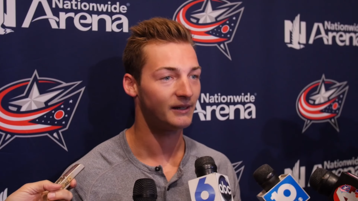 Not many athletes had as good an excuse for underperforming last year as Blue Jackets prospect Carson Meyer. (Columbus Blue Jackets)