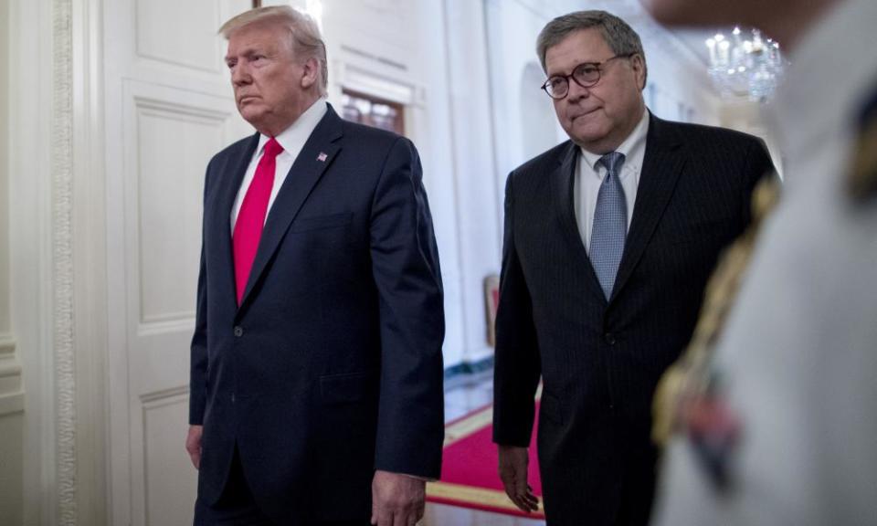 Donald Trump and William Barr at the White House in Washington on 9 September 2019.