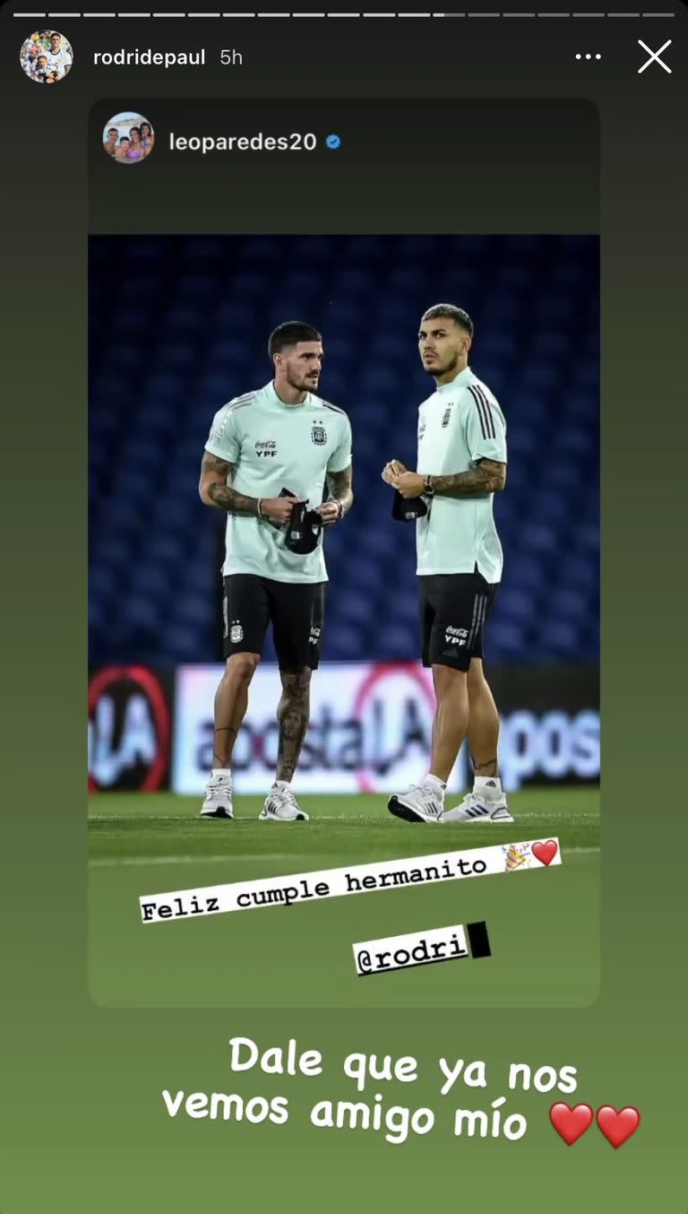 Rodrigo De Paul y Leandro Paredes se reencontrarán dentro de poco en la Selección