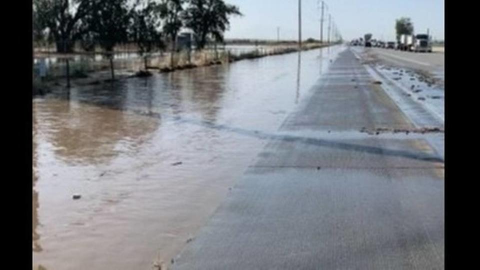 The north side of Highway 99 was closed around 9 a.m. Friday, June 2, 2023, at Lerdo Highway due to flooding on the roadway after a nearby levee broke, Caltrans said.