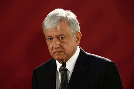 Mexico's new President Andres Manuel Lopez Obrador holds a news conference at National Palace in Mexico City, Mexico December 3, 2018. REUTERS/Edgard Garrido