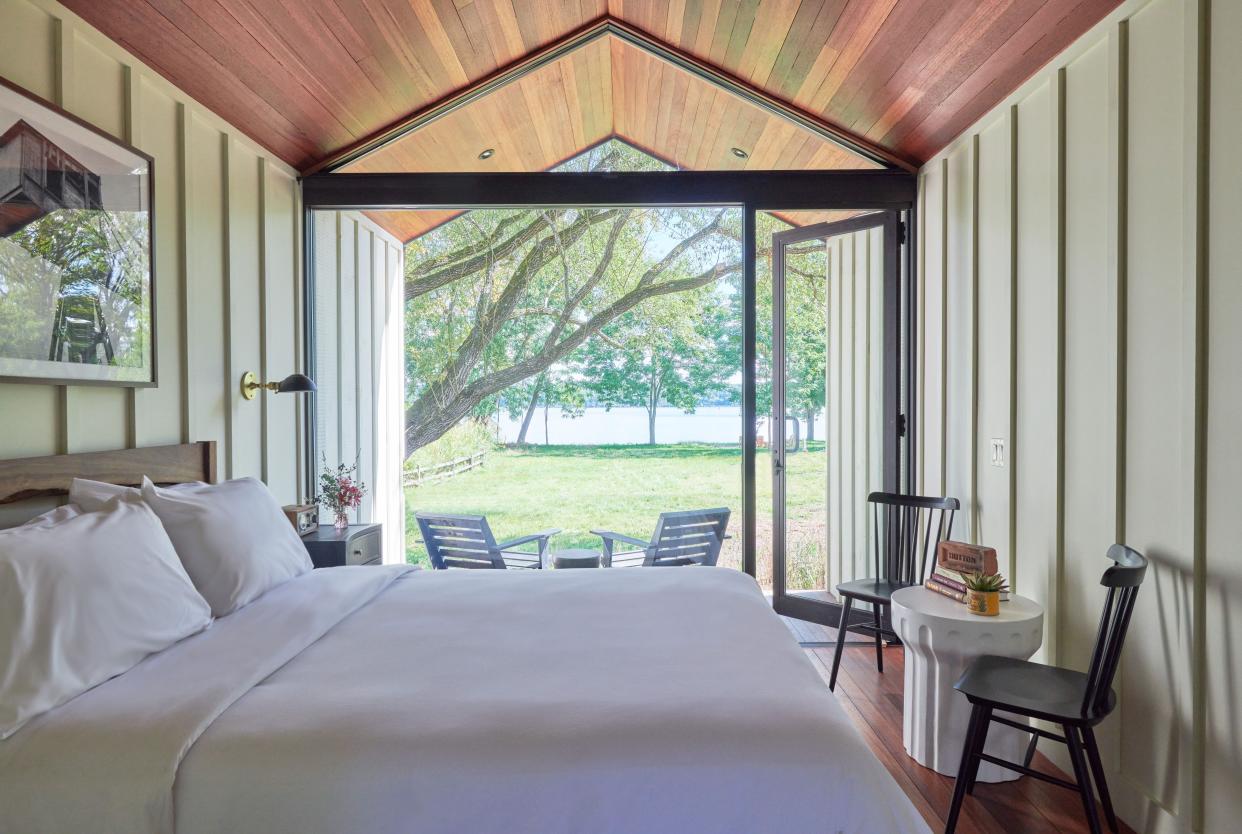 One of the cabins at Hutton Brickyards in Kingston. The studio of Kristina Dousharm Architecture designed the 300-square-foot cabins.